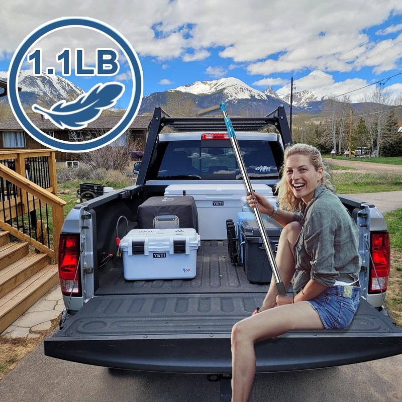 Incycall 6.5Ft Truck Bed Cargo, Heavy Duty Pickup Cargo Grabber Reach Retriever Tool with Storage Bag, Telescoping Truck Bed Grabber Pole with 2-Style Hooks, Blue - Image 4